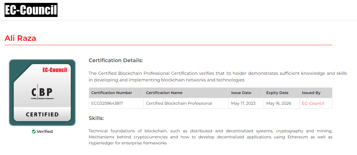 Certified Blockchain Professional